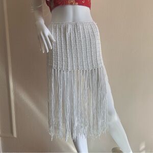 Hot & Delicious White Crochet Fringe Skirt – Boho Festival Tassel Mini Skirt
